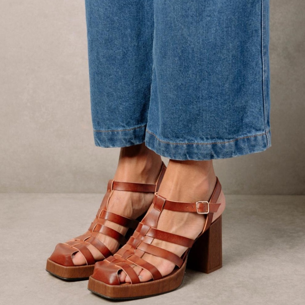 Rollers - Brown Vegan Leather Sandals
